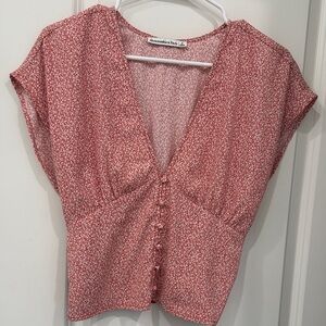 Abercrombie & Fitch Red Floral Blouse